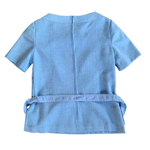 Vintage Leslie Fay Marled Powder Blue Skirt Set M - Picture 9 of 11